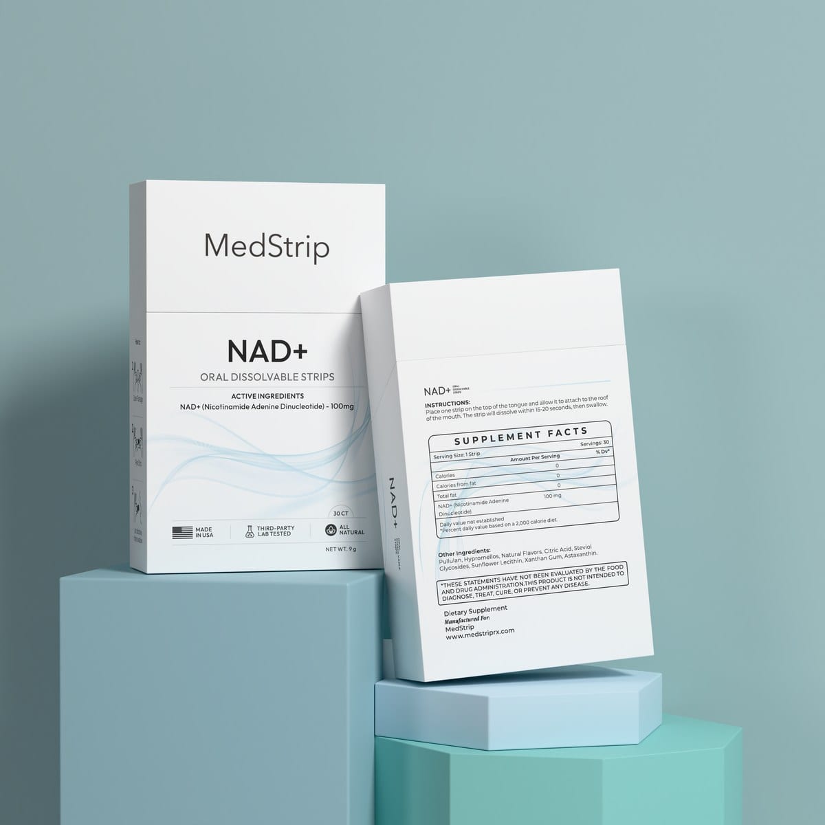 Empaque de MedStrip NAD+ — tiras orales disolubles, 30 unidades